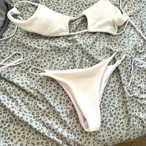 White SHEIN ribbed bikini.